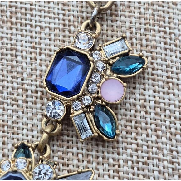 Loft Chunky 3-D Multicolor Statement Necklace Faceted Stones Gold Tone 20.5" - Picture 5 of 7